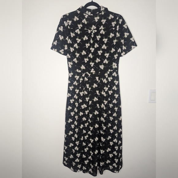 Roolee Black Floral Midi Dress Large - Picture 4 of 6